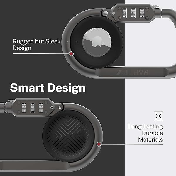 RAPTIC Upgraded Link and Lock for Apple AirTags Heavy Duty Combination Lock Carabiner Secure Polycarbonate Housing Dark Grey - Image 6