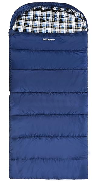 REDCAMP REDCAMP XL Cotton Flannel Sleeping Bag for Adults Comfortable Envelope with Compression Sack Navy Blue 91x35 inches 4lbs Filling