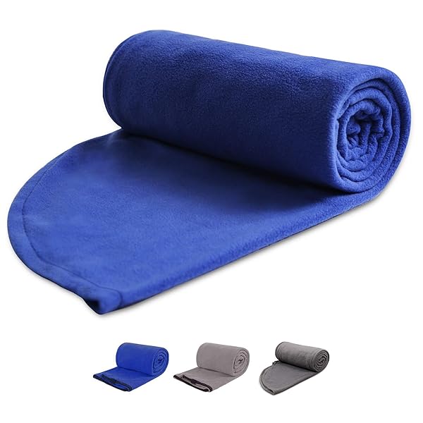 REDCAMP REDCAMP Fleece Sleeping Bag Liner with Hood Full Sized Zipper Camping Blanket for Adults Warm or Cold Weather 87 Inch Blue
