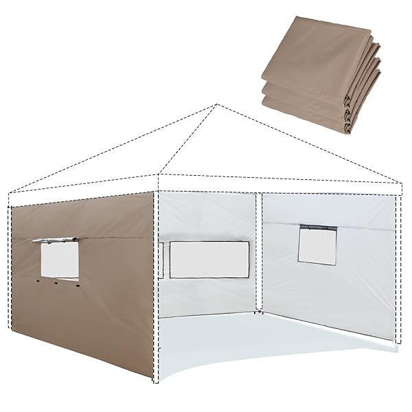 REDCAMP Instant Canopy Sidewall 10x10ft Pop Up Canopy 3 Pack Sunwall Khaki 10x6.2ft Sidewalls Only Canopy Tent Not Included