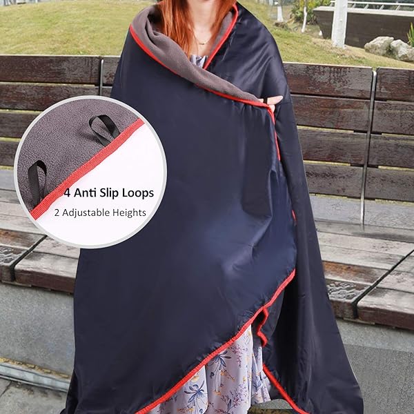 REDCAMP Large Waterproof Stadium Blanket Soft Warm Fleece for Cold Weather Outdoor Sports Dark Blue - Image 3