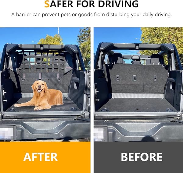 RERPRO Ford Bronco Pet Safety Barrier Divider Trunk Cargo Net 2021 2025 for Small Medium Large Dogs Driving Safely - Image 4