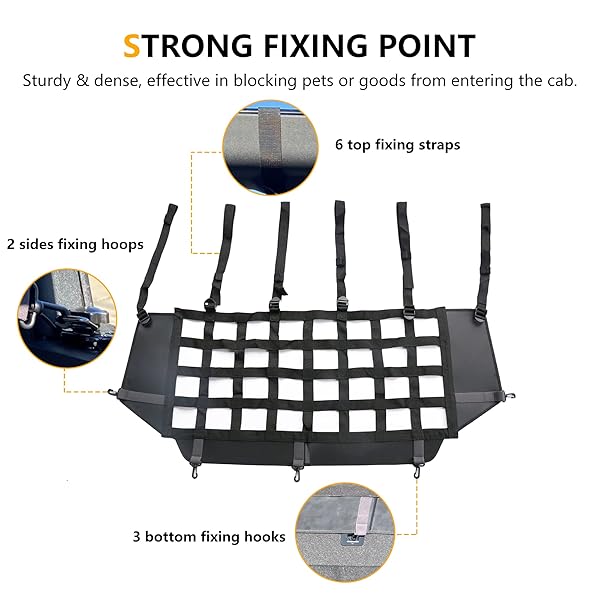 RERPRO Ford Bronco Pet Safety Barrier Divider Trunk Cargo Net 2021 2025 for Small Medium Large Dogs Driving Safely - Image 5