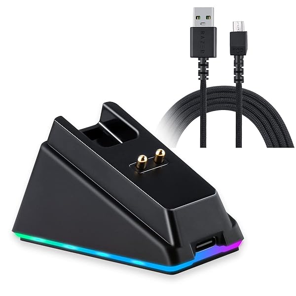 HUYUN RGB Charger Dock & USB Cable for Razer Basilisk, Viper Ultimate, Naga Pro, DeathAdder V2 Pro Mouse