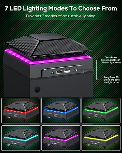 RGB Cooling Fan for Xbox Series X with Dust Filter and 7 LED Modes Auto Speed Adjustment and Independent Touch Switch - Image 5