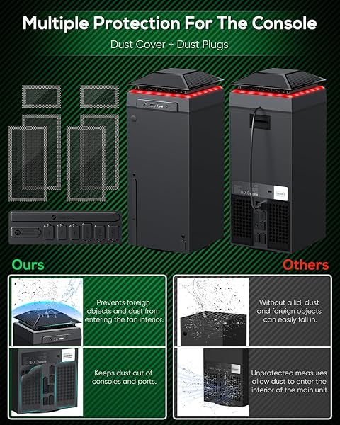 RGB Cooling Fan for Xbox Series X with Dust Filter and 7 LED Modes Auto Speed Adjustment and Independent Touch Switch - Image 7