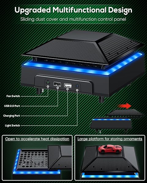 RGB Cooling Fan for Xbox Series X with Dust Filter and 7 LED Modes Auto Speed Adjustment and Independent Touch Switch - Image 8