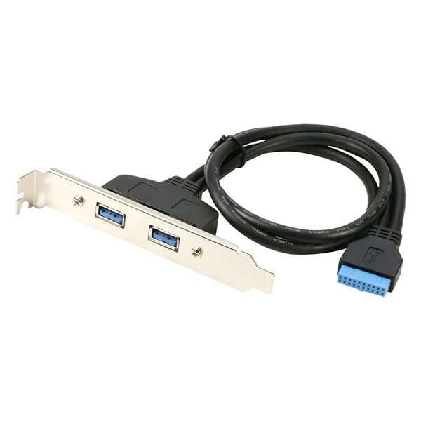 RIITOP 2 Ports USB 3.0 Female Back Panel Adapter with PCI Slot - 1.5ft Connector Cable for Motherboard