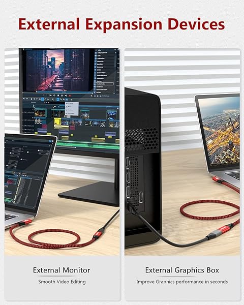 RIITOP USB4 Extension Cable 40Gbps 2.6FT Angled USB Type C 4.0 Male to Female Cord Compatible with Thunderbolt 4 and 3 Extender - Image 7