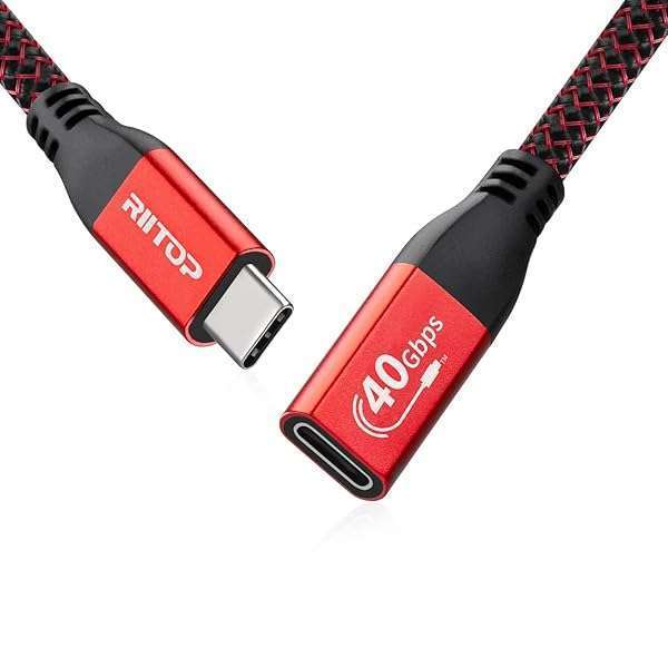 RIITOP USB4 Extension Cable - Short USB C 4.0 Male to Female Extender for Thunderbolt 3/4, Dell Dock & eGPU Compatibility