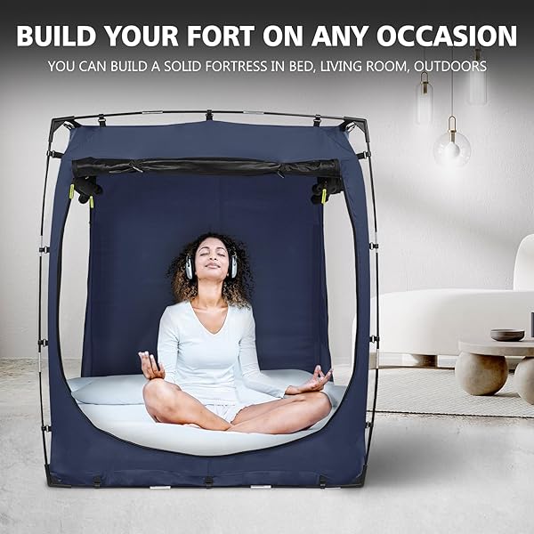 RIYDH Bed Tent Twin Size Portable Dream Canopy for Adults and Kids 93% Blackout Indoor Sleeping Tent with 3 Doors and Breathable Space - Image 5