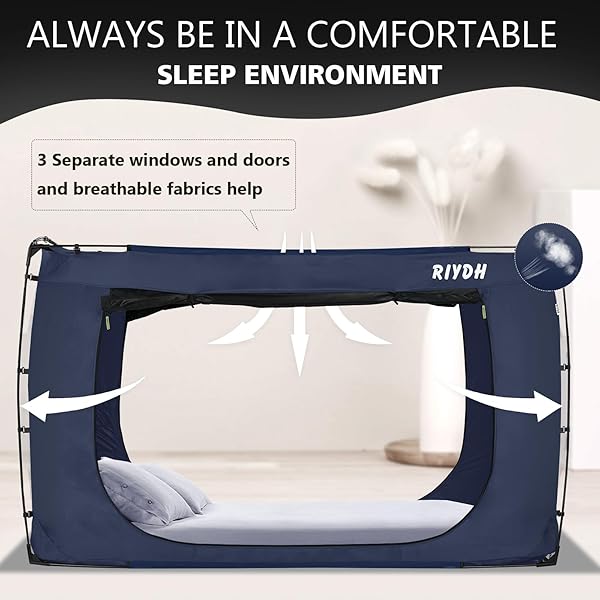 RIYDH Bed Tent Twin Size Portable Dream Canopy for Adults and Kids 93% Blackout Indoor Sleeping Tent with 3 Doors and Breathable Space - Image 6