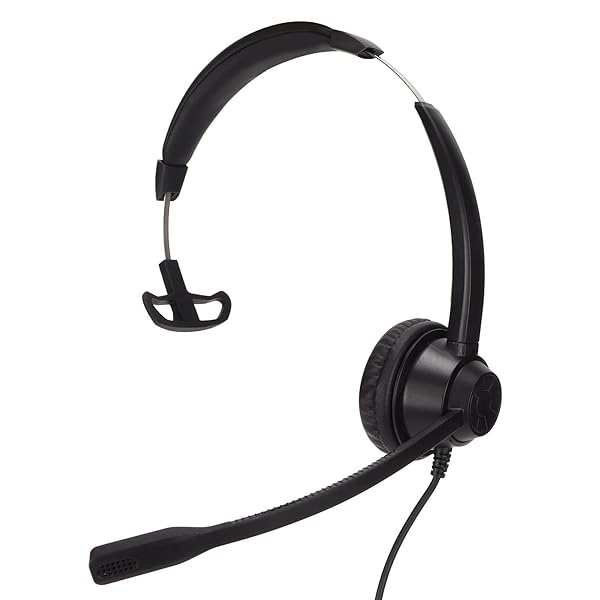 RJ9 Single Sided Business Headset with Mic for Cell Phone and PC Ideal for Home Office and Call Center Use