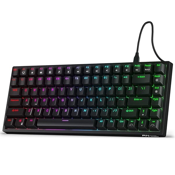 RK ROYAL KLUDGE RK84 Wired RGB 75% Hot Swappable Mechanical Keyboard, 84 Keys Tenkeyless TKL Gaming Keyboard w Programmable Software, RK Blue Switch