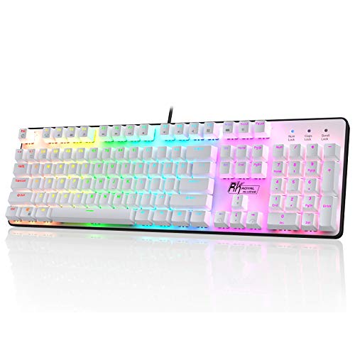 RK ROYAL KLUDGE RK920 Full Size Mechanical Keyboard Rainbow Backlit 104 Keys Wired Gaming Keyboard with Tactile Brown Switch