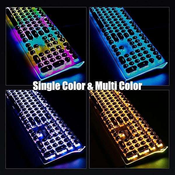 RK ROYAL KLUDGE S108: Retro Mechanical Gaming Keyboard with RGB Backlight & Detachable Wrist Rest - Perfect for Typing & Gaming - Image 7