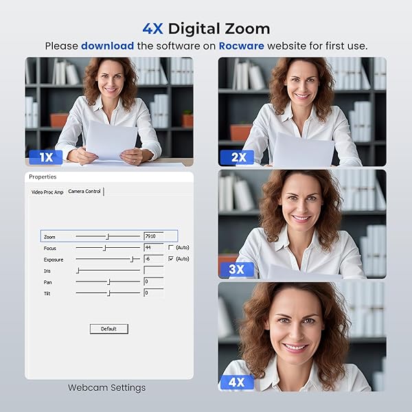 ROCWARE 1080P Webcam with Microphone RC15 for PC Video Calling Zoom Skype Teams Conference Low Light Correction Privacy Cover - Image 4