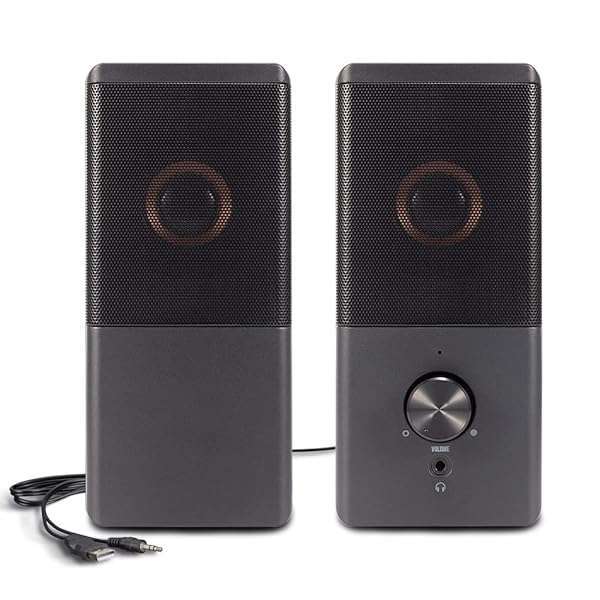 ROSON ROSON Computer Speaker, Compact Size Speaker with Headphone Jack, Enhanced Bass and Volume Control, Stereo 2.0 USB Powered 3.5mm Aux Multimedia Speakers for Laptop/Desktop/Tablets/Phone