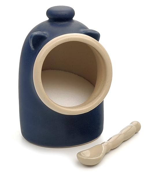 RSVP RSVP International Stoneware Salt Pig & Spoon Set - Dishwasher Safe, Wide Mouth, Blue - Perfect Kitchen Accessory!