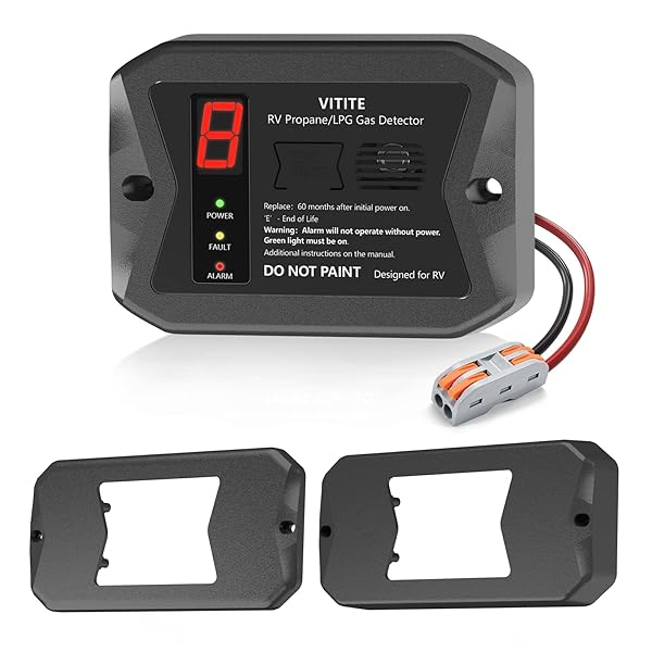 VITITE Digital RV Propane Gas Detector Hardwired 12V LP Gas Alarm Flush Surface Mount with 3 Brackets