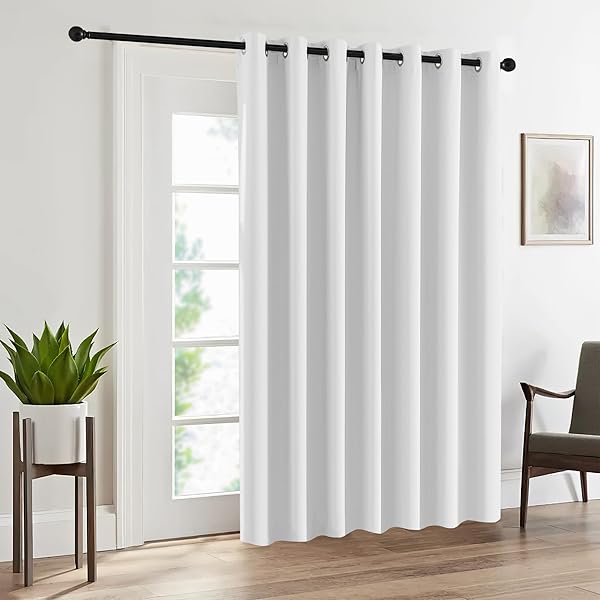 RYB HOME RYB HOME White Room Darkening Curtains - Insulated Drapes for Bedroom & Living Room, 100x84 inches