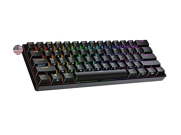 Ranked N60 Nova 60% Hot Swappable Mechanical Gaming Keyboard - 61 Keys RGB Backlit for PC/Mac (Black, Gateron Pro Yellow) - Image 2