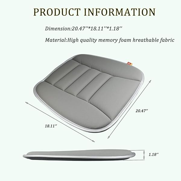 RaoRanDang Memory Foam Car Seat Cushion Pad for Comfortable Driving and Office Use Durable Gray Seat Cushion - Image 4