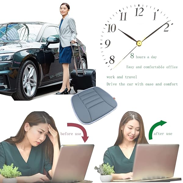RaoRanDang Memory Foam Car Seat Cushion Pad for Comfortable Driving and Office Use Durable Gray Seat Cushion - Image 9