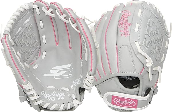 "Rawlings Sure Catch Fastpitch Softball Glove - 10" Pink/Grey/White for Right Hand Throw"