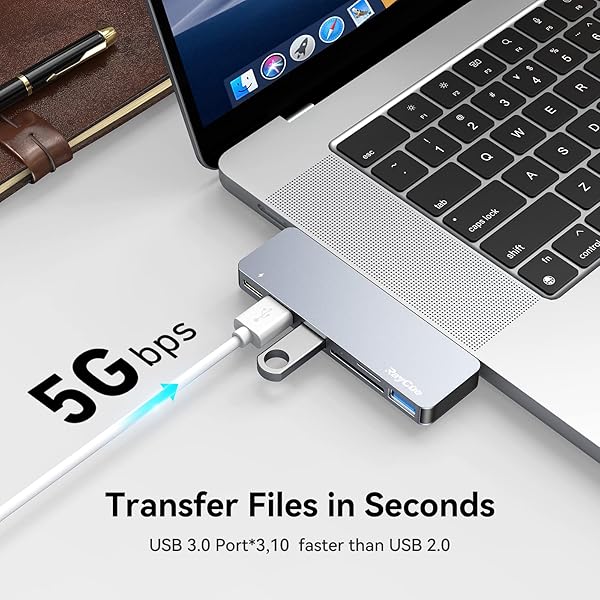 RayCue USB C Hub for MacBook Pro/Air M1 M2 M3 (2019-2023) - 6-in-2 Multiport Adapter with Thunderbolt 3 & USB 3.0 Ports - Image 4