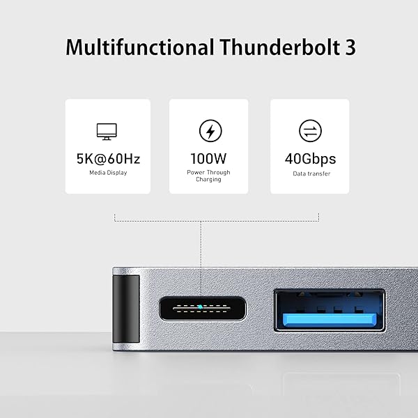 RayCue USB C Hub for MacBook Pro/Air M1 M2 M3 (2019-2023) - 6-in-2 Multiport Adapter with Thunderbolt 3 & USB 3.0 Ports - Image 5