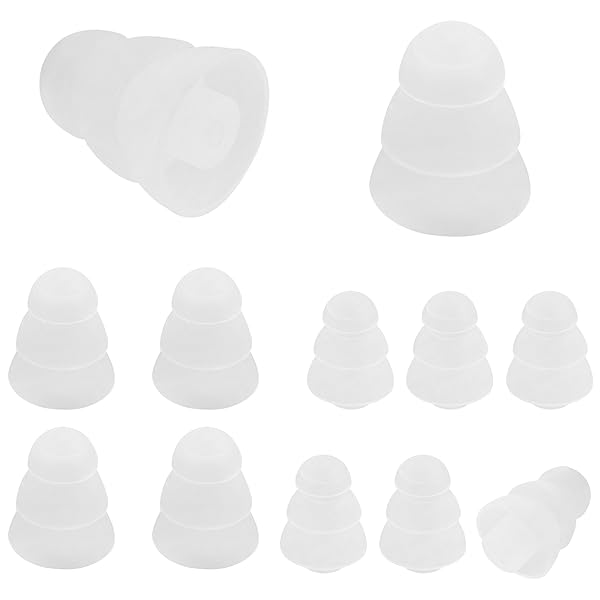 Rayker Triple Flange Eartips: Soft Silicone Noise-Isolation Ear Tips for Etymotic, Shure, Westone - 6 Pairs, S/L Sizes, White - Image 2