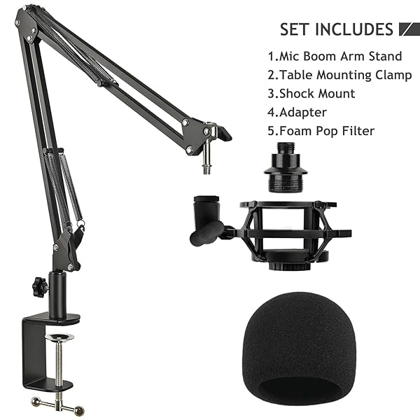Razer Seiren Mini Mic Stand: Scissor Boom Arm with Pop Filter & Heavy Duty Clamp for Streaming - Image 8