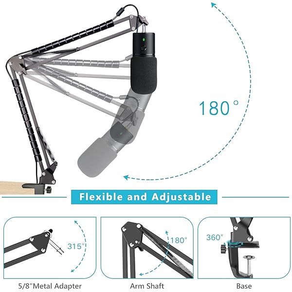 Razer Seiren X Mic Boom Arm Stand with Pop Filter Compatible with Razer Seiren X USB Microphone by SUNMON - Image 7