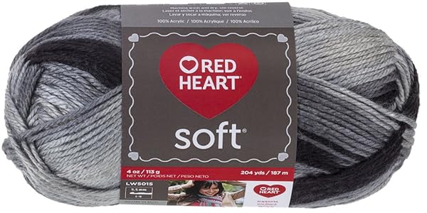 Red Heart Red Heart Soft Yarn in Greyscale (E728.9931) - Perfect for Cozy Knitting & Crochet Projects