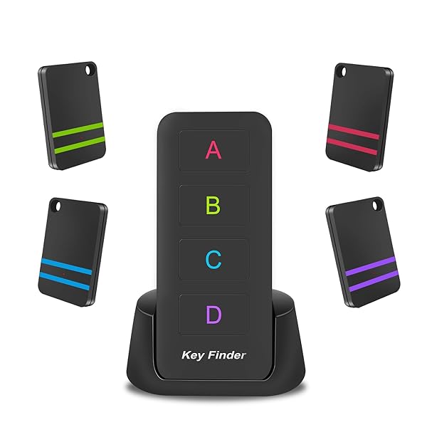 Remote Control Finder Pack of 4 Key Tracker Tags for Car Keys and Phones 135Ft Range 85dB Beeper Lost Key Locator Black - Image 11