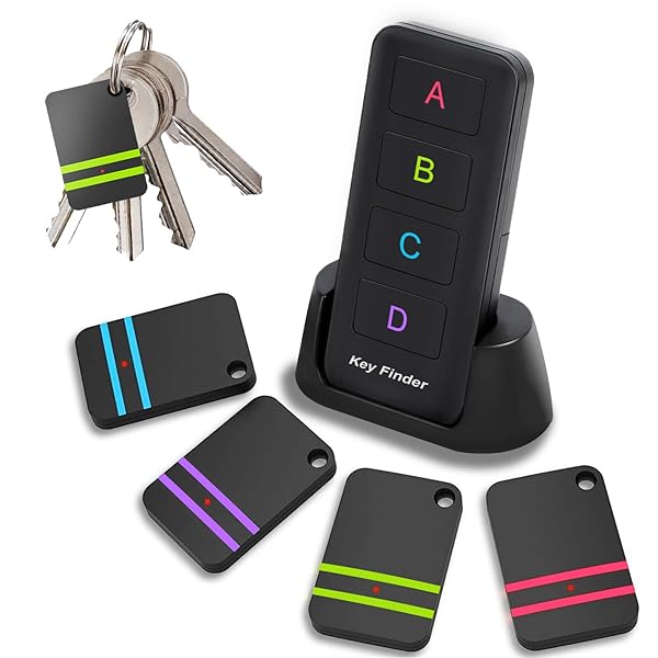 Remote Control Finder Pack of 4 Key Tracker Tags for Car Keys and Phones 135Ft Range 85dB Beeper Lost Key Locator Black - Image 2