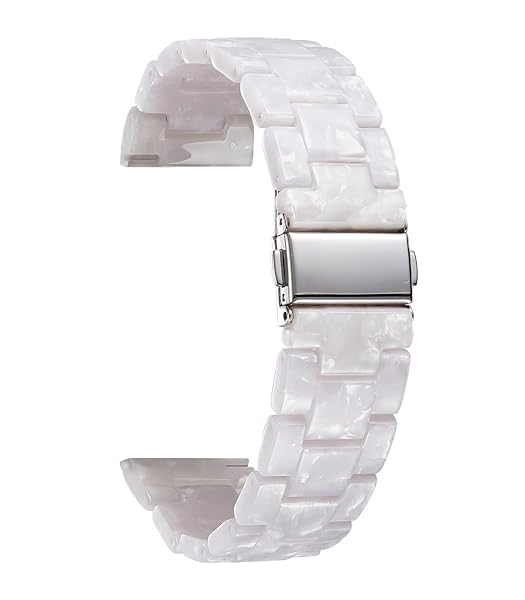 Resin Watch Bands Replacement Straps for Men and Women in Pearl White Quick Release Lightweight Fashionable Skin-Friendly 18 20 22mm