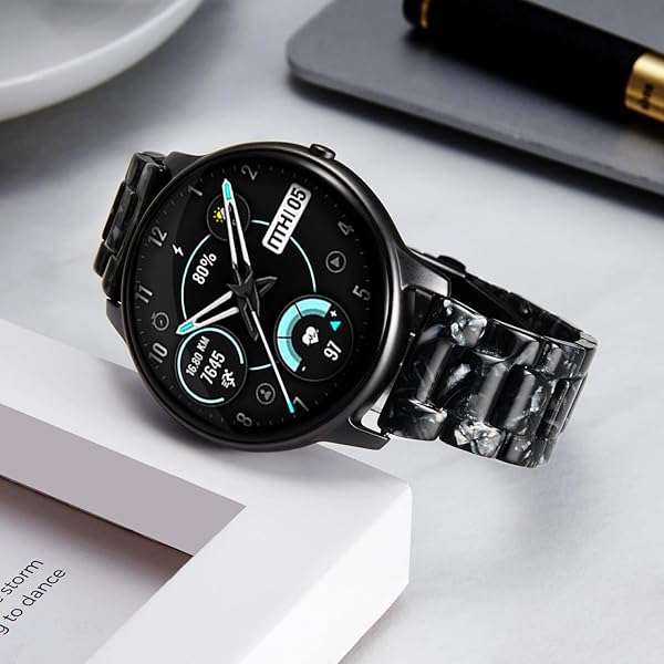 Resin Watch Bands Replacement Straps for Men Women Quick Release Lightweight 20mm Ice Black Fashion Skin-Friendly Smartwatch Band - Image 5