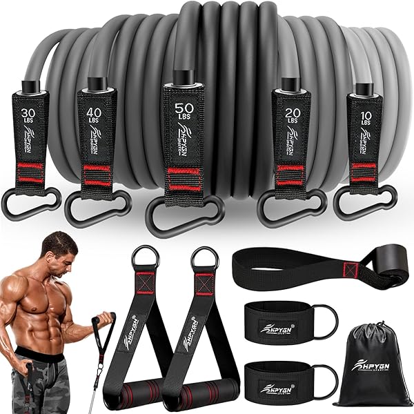 Ultimate Resistance Bands Set: Exercise Bands with Handles, Door Anchor & Ankle Straps for Home Workouts & Physical Therapy - Image 2