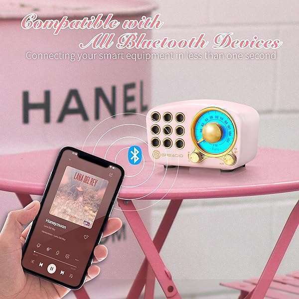 Retro Bluetooth Speaker: Vintage FM Radio with Strong Bass, Loud Volume & Bluetooth 5.0 - Classic Pink Style - Image 5