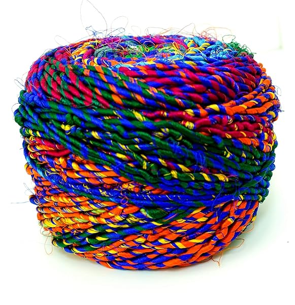 Revolution Fibers Recycled Sari Silk Yarn - Multi-Color Handspun Silk for Knitting, Weaving & Crocheting (2-Pack, 100g Each) - Image 5