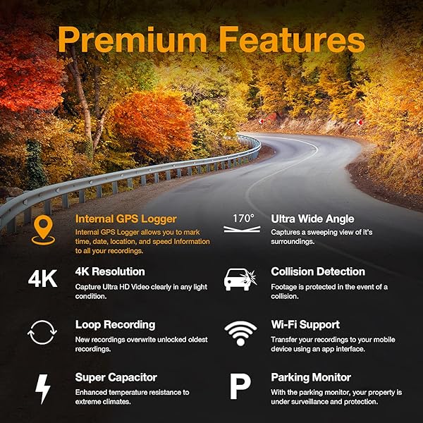 RexingUSA V1 4K Ultra HD GPS Dash Cam with Wi-Fi 170 Degree Wide Angle G-Sensor Loop Recording and Mobile App Support - Image 4