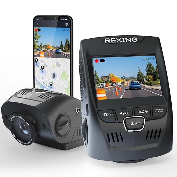 RexingUSA V1 4K Ultra HD GPS Dash Cam with Wi-Fi 170 Degree Wide Angle G-Sensor Loop Recording and Mobile App Support - Image 2