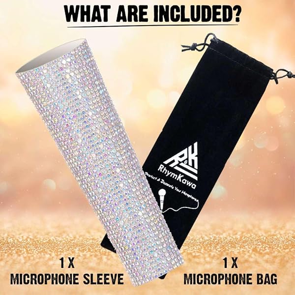 RhymKawa Crystal AB Mixing Colored Mic Handle Sleeve for Wired Microphone SM58LC, Beta 58at, Rhinestones Shining on Tours and TV Shows (Mic Not - Image 5