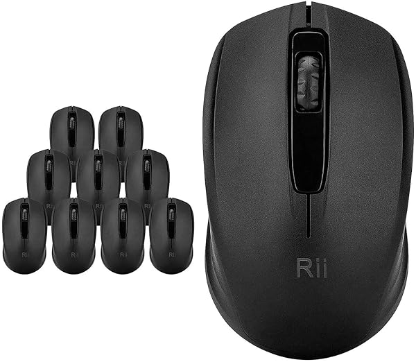 Rii 10 Pack Wireless Mouse Portable Computer Mice for PC Laptop Windows Office with USB Dongle Black