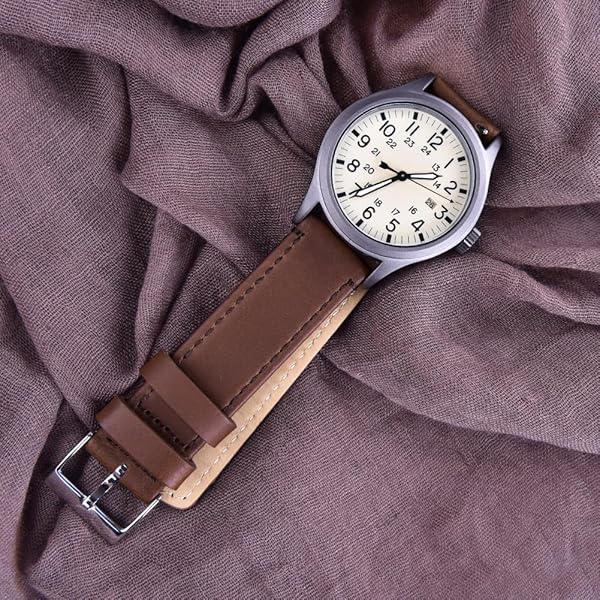 Ritche Christmas Gift 21mm Quick Release Vintage Leather Watch Band Dark Brown Genuine Leather Strap with Black Buckle for Men - Image 2
