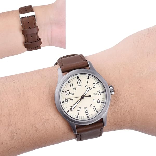 Ritche Christmas Gift 21mm Quick Release Vintage Leather Watch Band Dark Brown Genuine Leather Strap with Black Buckle for Men - Image 3