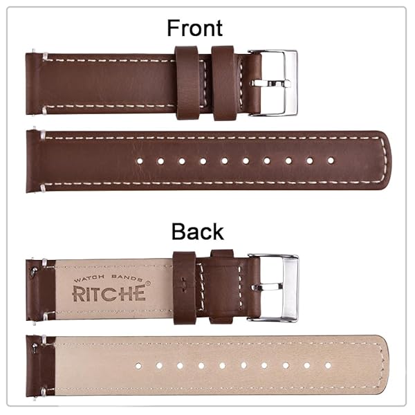 Ritche Christmas Gift 21mm Quick Release Vintage Leather Watch Bands for Men Genuine Brown Straps Perfect for White Elephant and Stocking Stuffers - Image 5