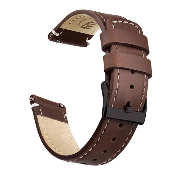 Ritche Ritche Christmas Gift 21mm Quick Release Vintage Leather Watch Bands for Men Genuine Brown Straps Perfect for White Elephant and Stocking Stuffers